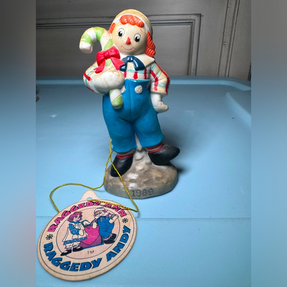 Raggedy Andy Collectible Figurine Christmas Ornaments Flambro 1989